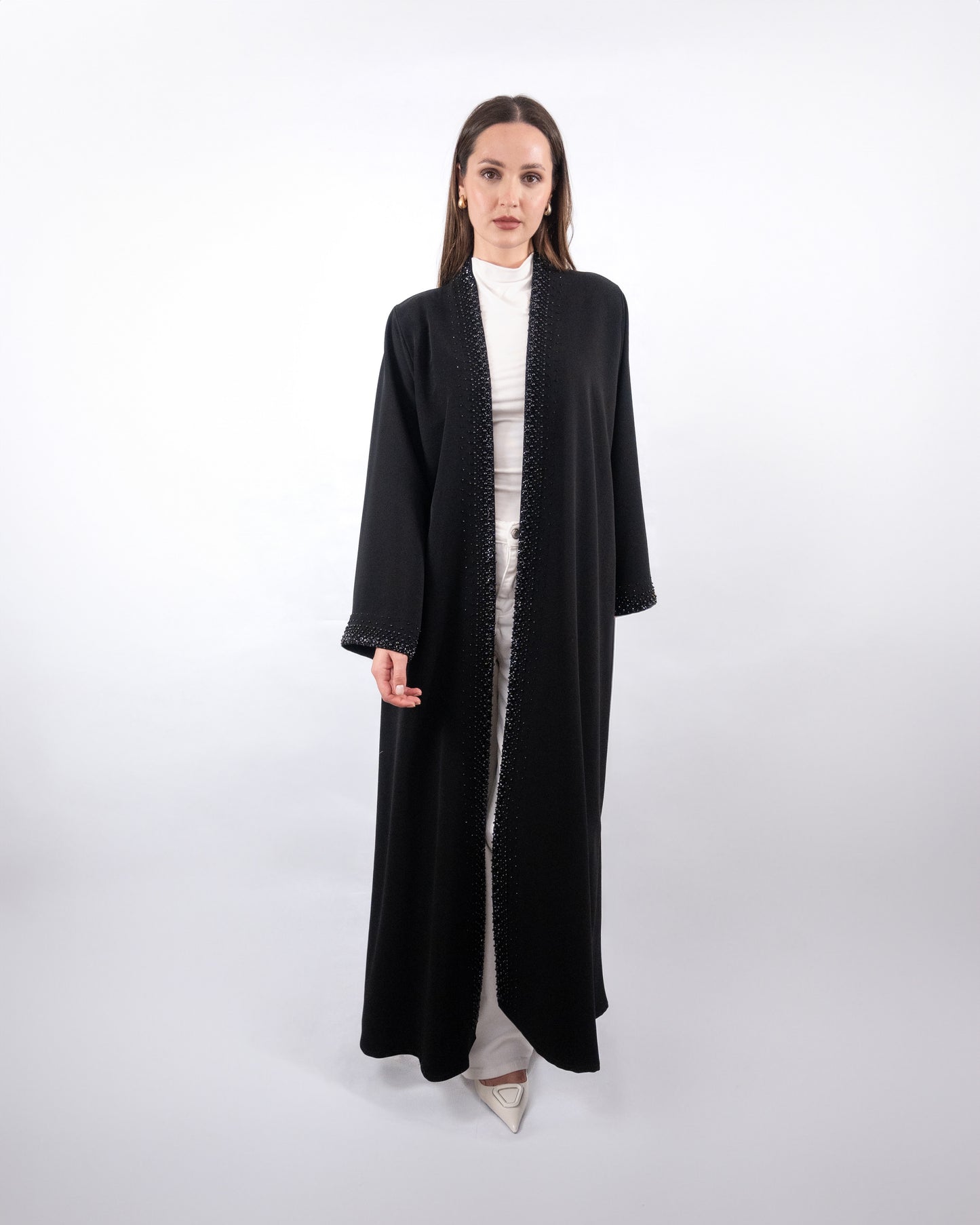 Sophisticated Black Abaya with Beaded Details