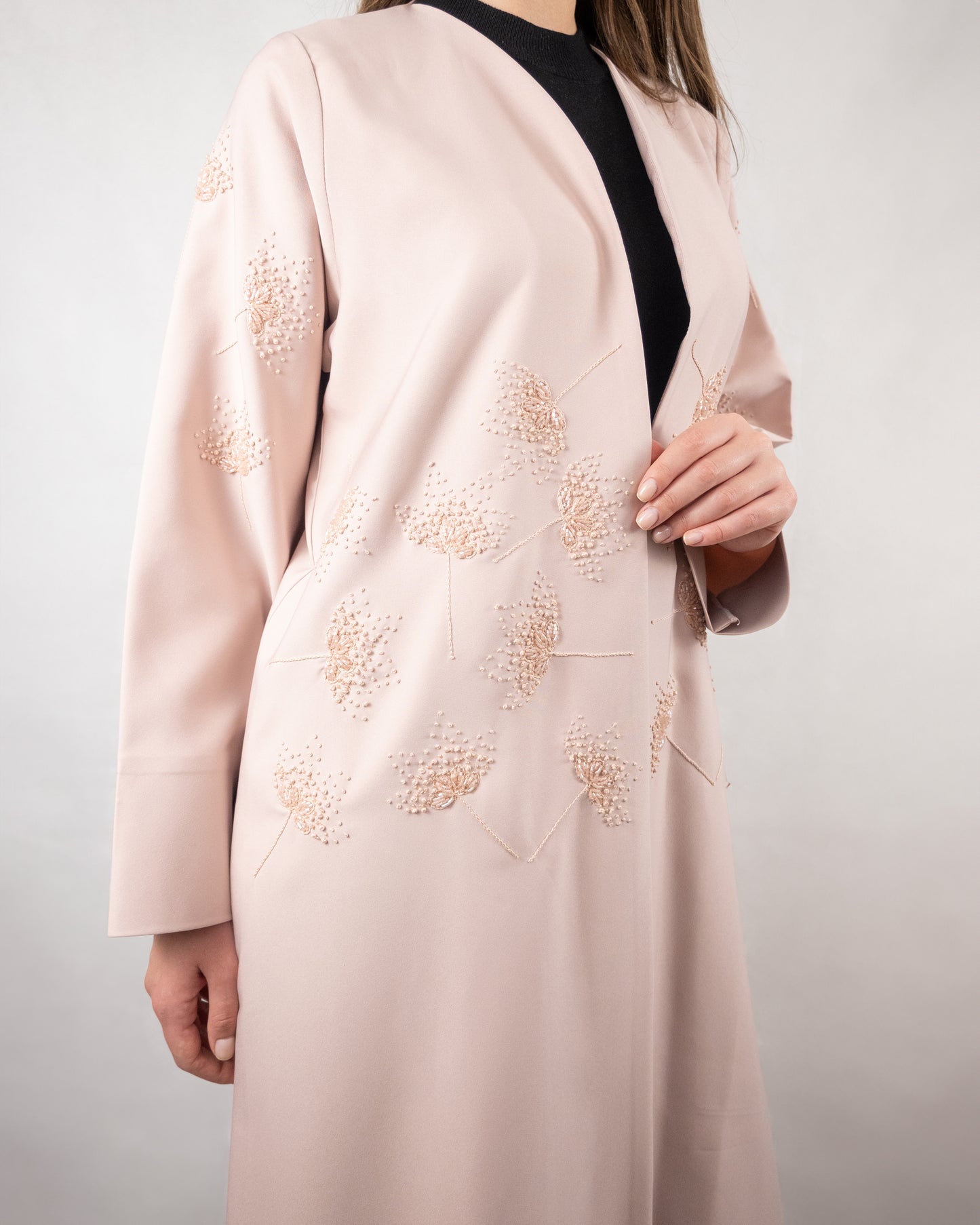 Graceful Pink Embroidered Abaya