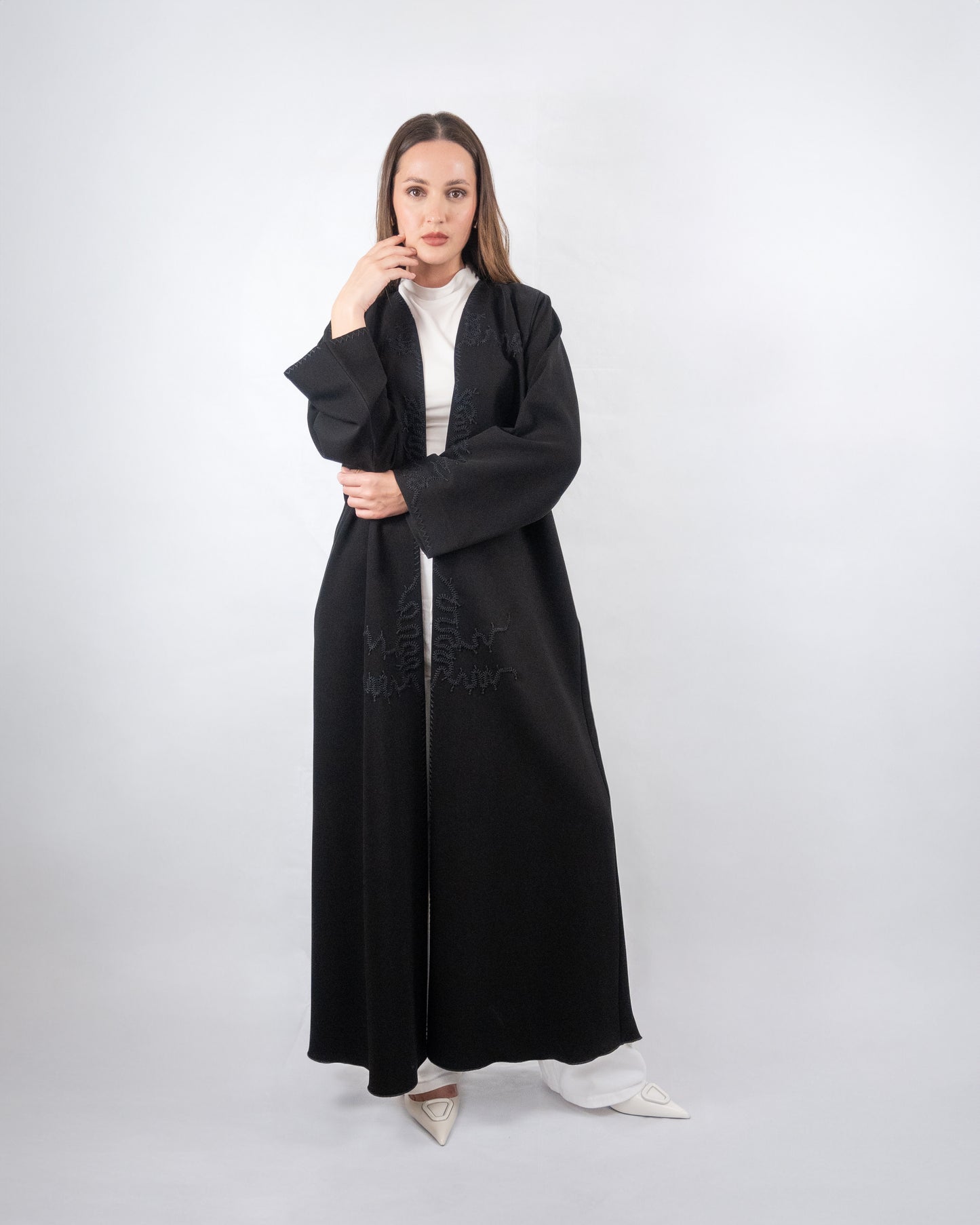 Elegant Black Abaya with Subtle Embroidery