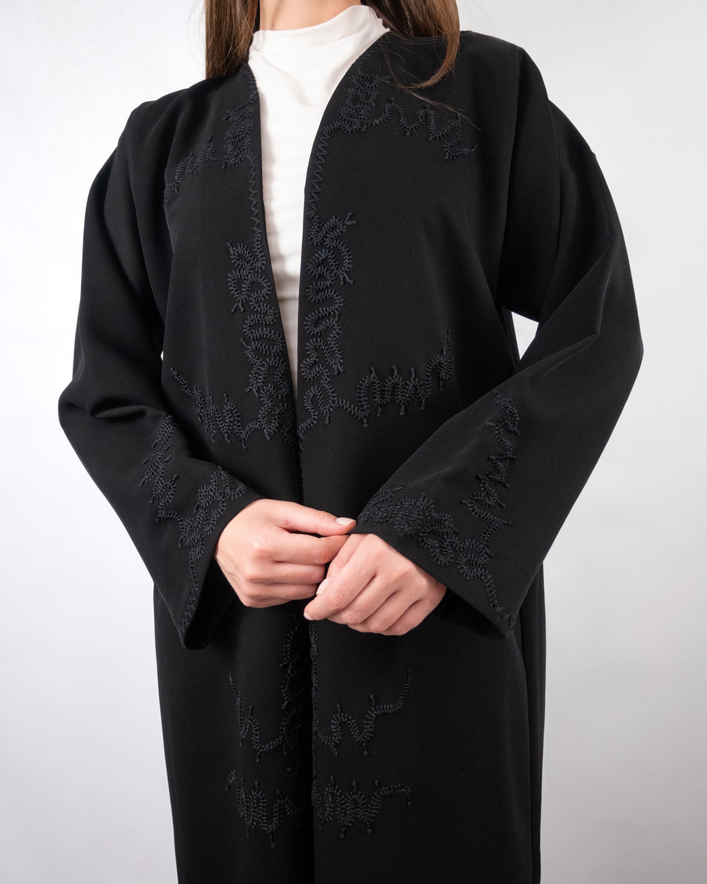 Elegant Black Abaya with Subtle Embroidery
