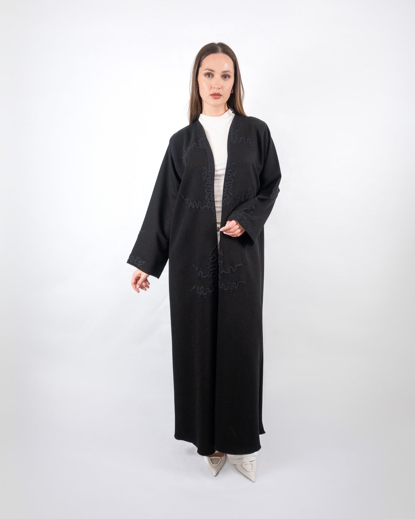 Elegant Black Abaya with Subtle Embroidery