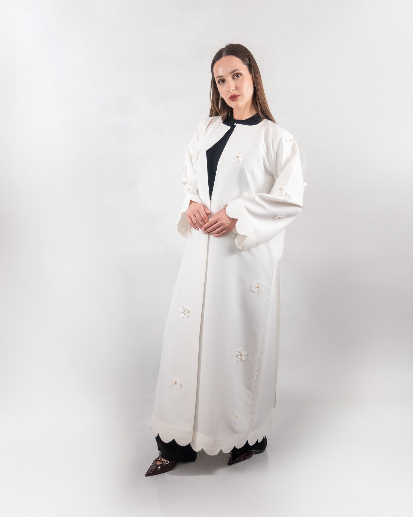 Graceful White Embellished Abaya
