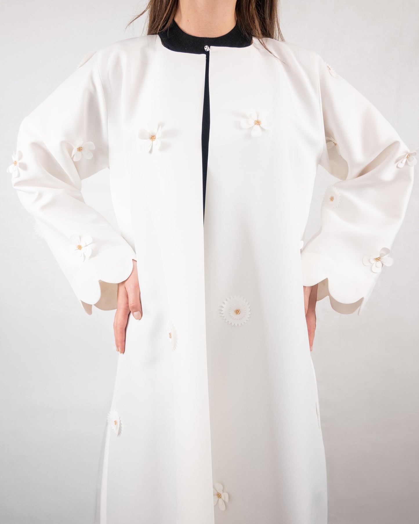 Graceful White Embellished Abaya