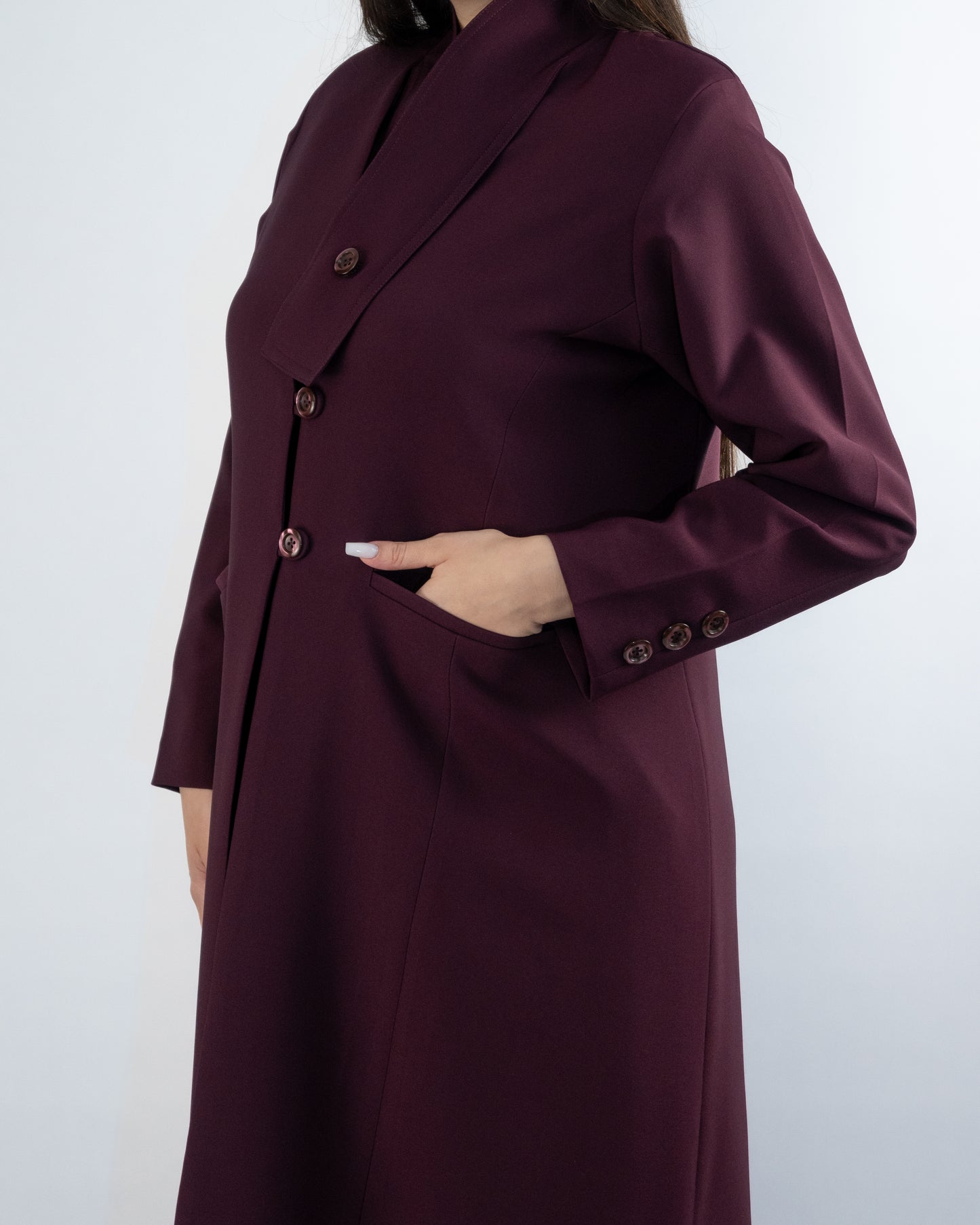 Sophisticated Maroon Buttoned Abaya