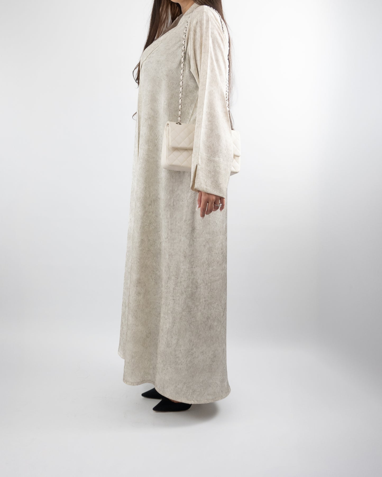 Timeless Beige Textured Abaya