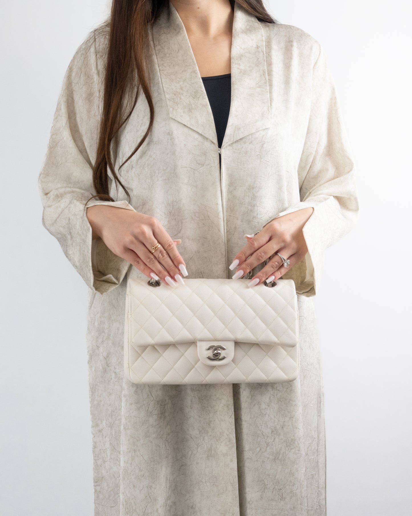 Timeless Beige Textured Abaya