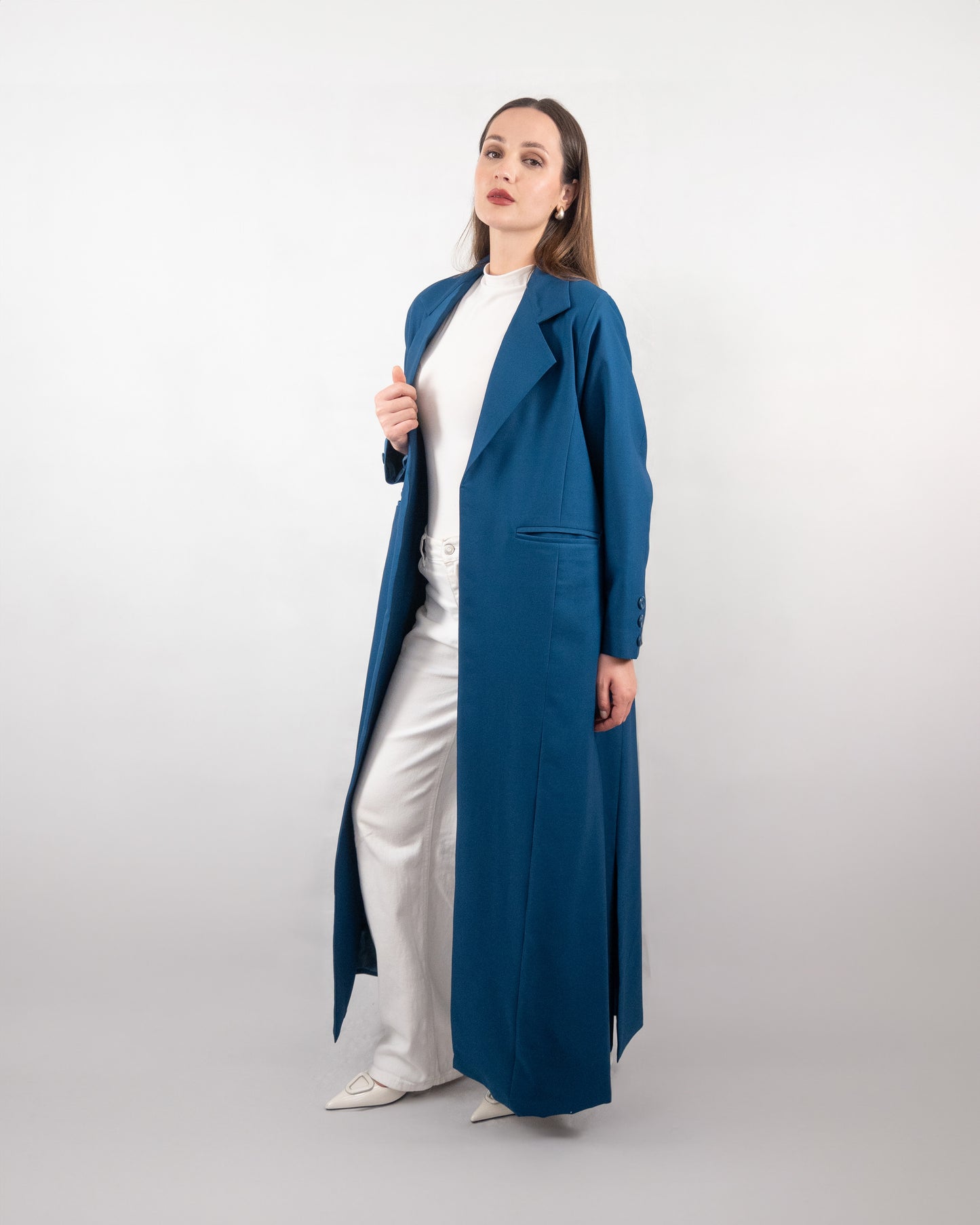 Sophisticated Blue Coat-Style Abaya