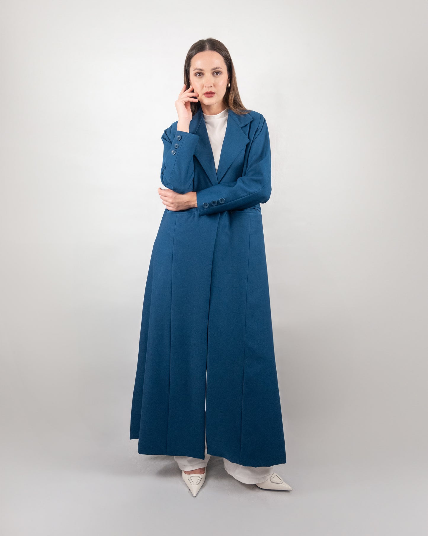 Sophisticated Blue Coat-Style Abaya