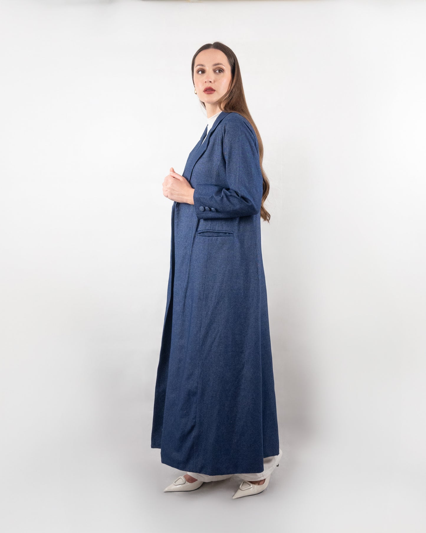 Refined Denim-Style Coat Abaya