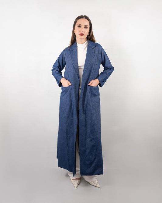 Refined Denim-Style Coat Abaya