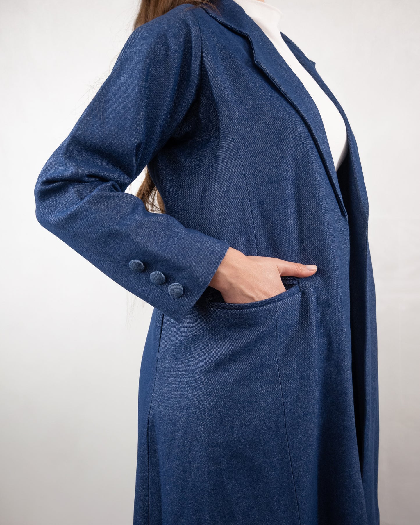 Refined Denim-Style Coat Abaya