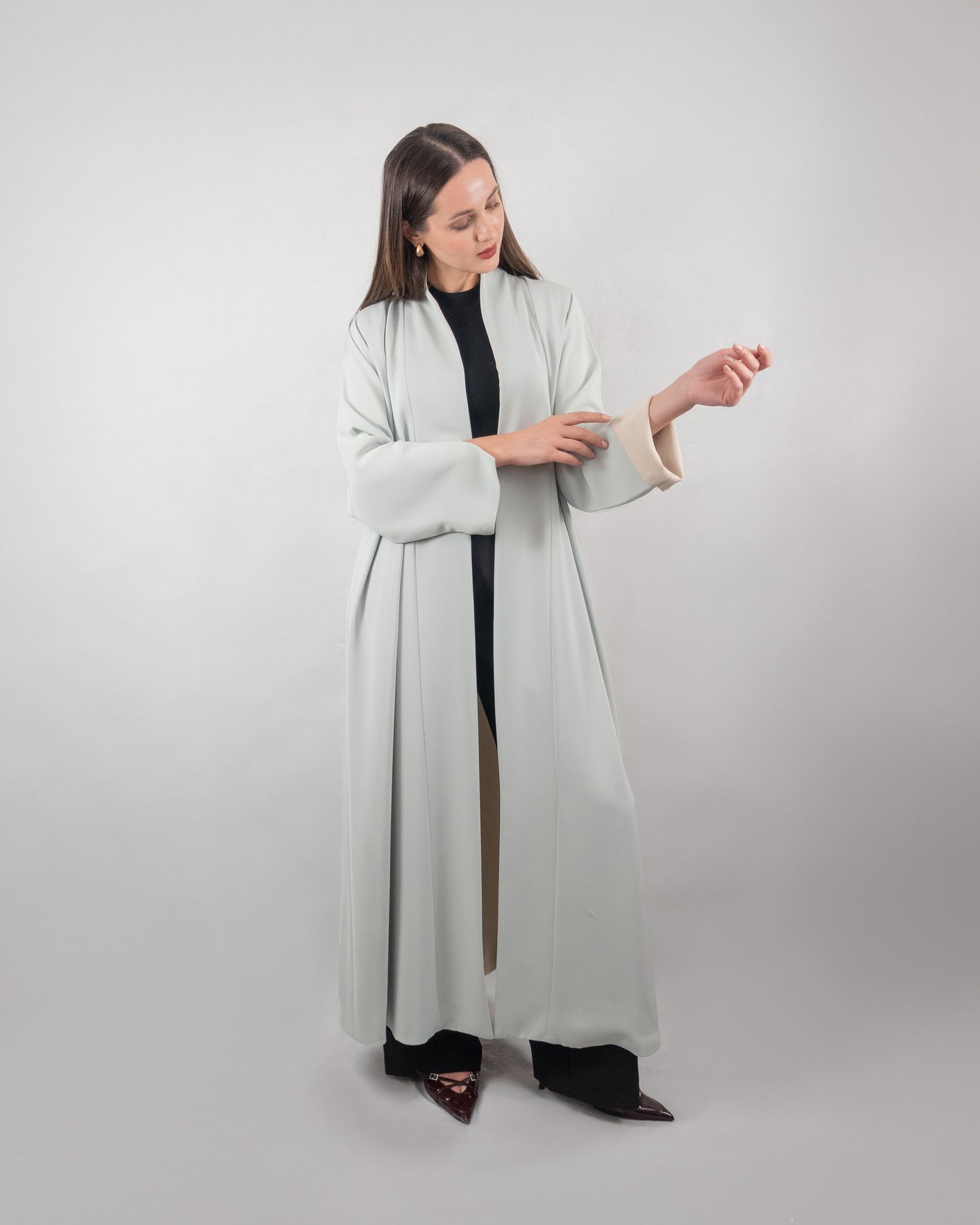 Sophisticated Double-Toned Open Abaya