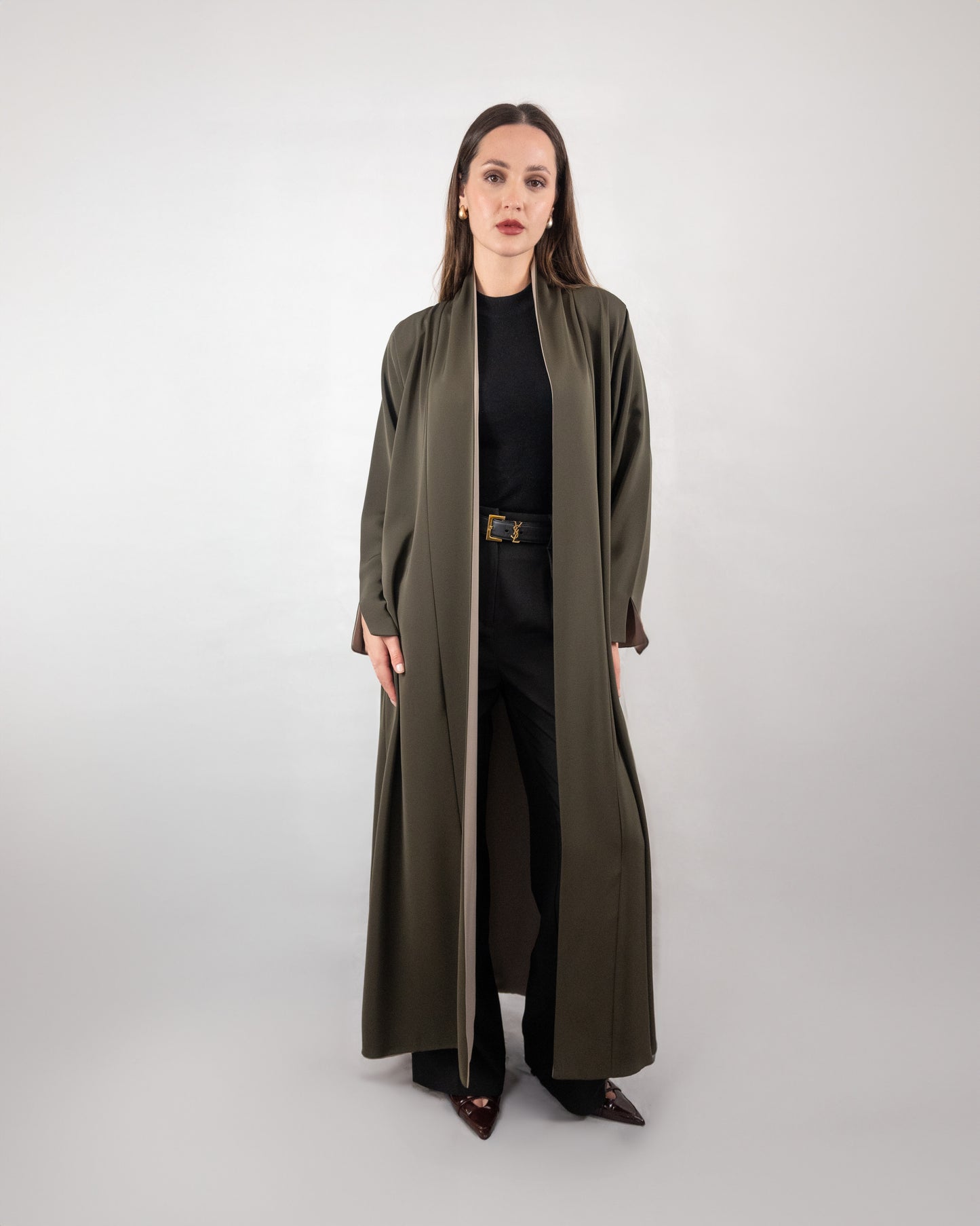 Sophisticated Double-Toned Open Abaya