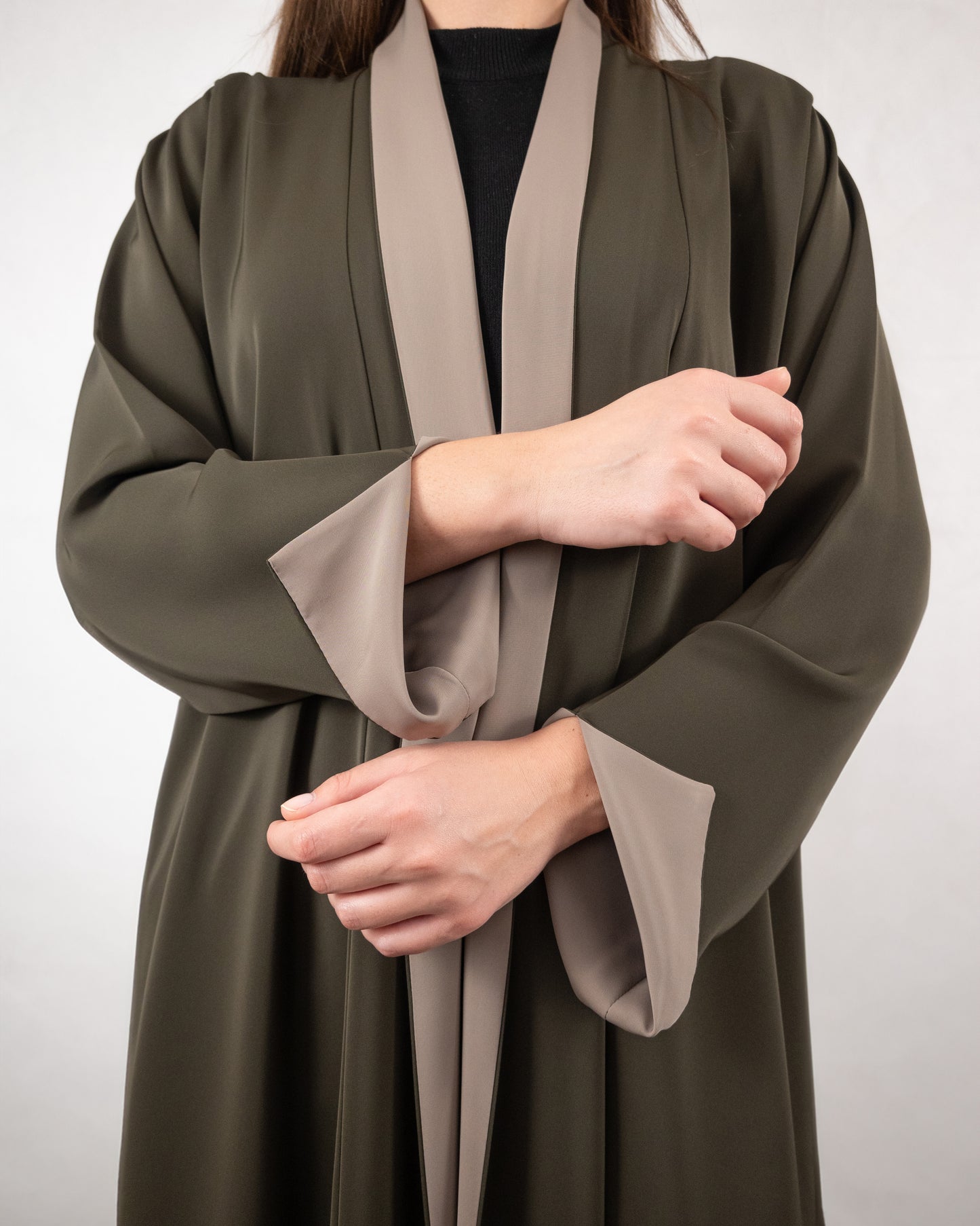 Sophisticated Double-Toned Open Abaya