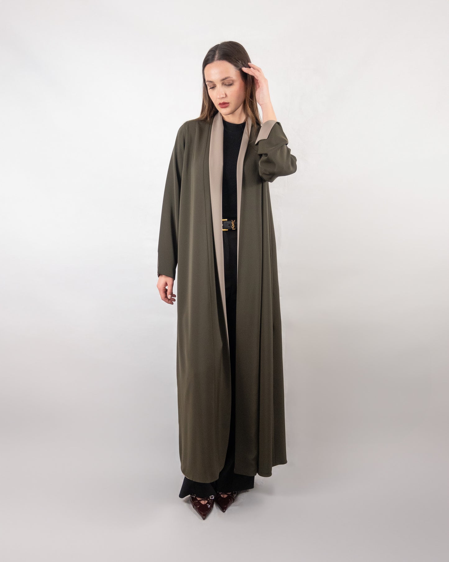 Sophisticated Double-Toned Open Abaya