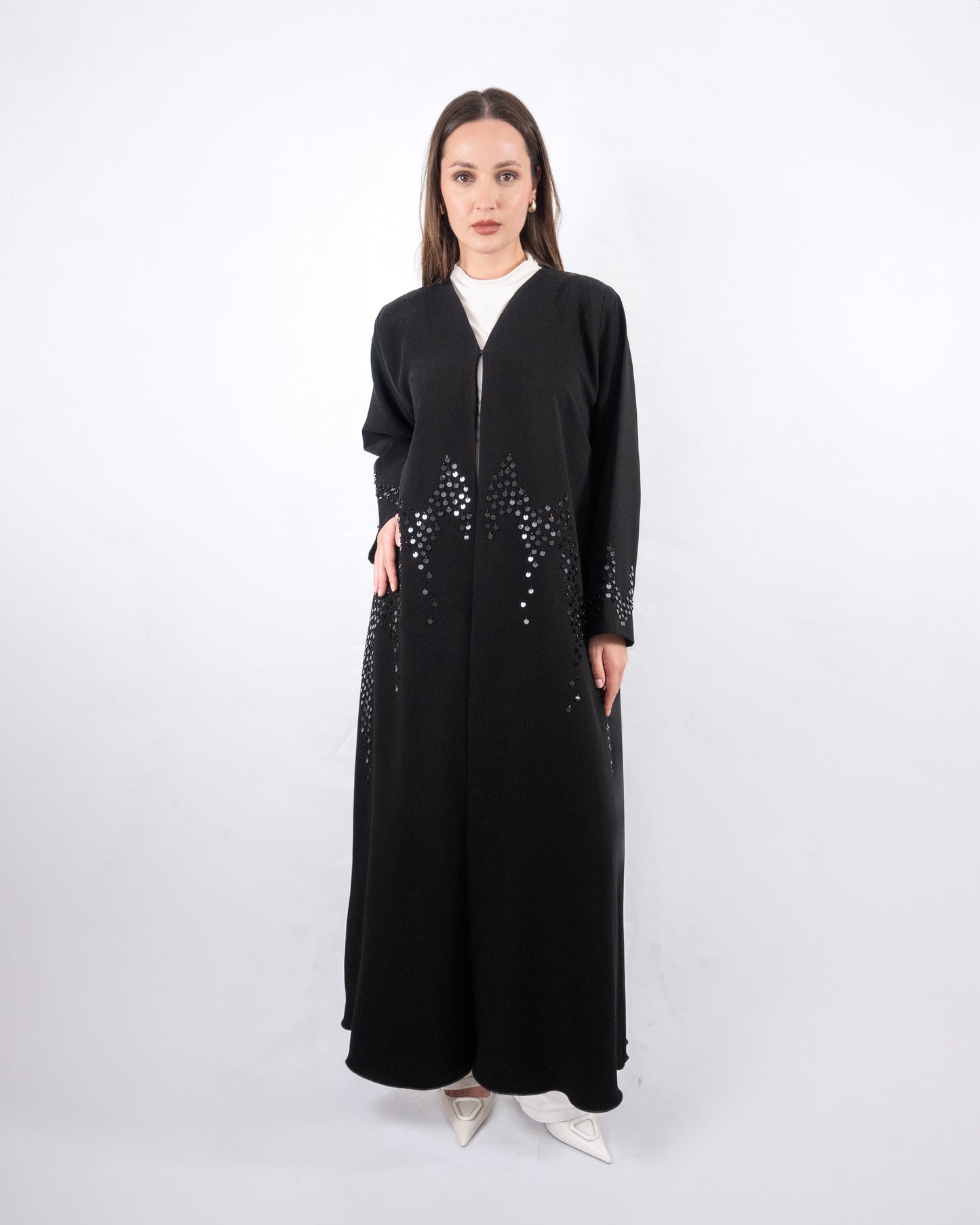 Stunning Black Abaya with Sequin Embellishments