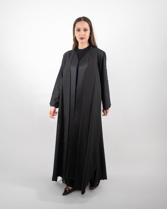 Classic Black Abaya with Subtle Detailing