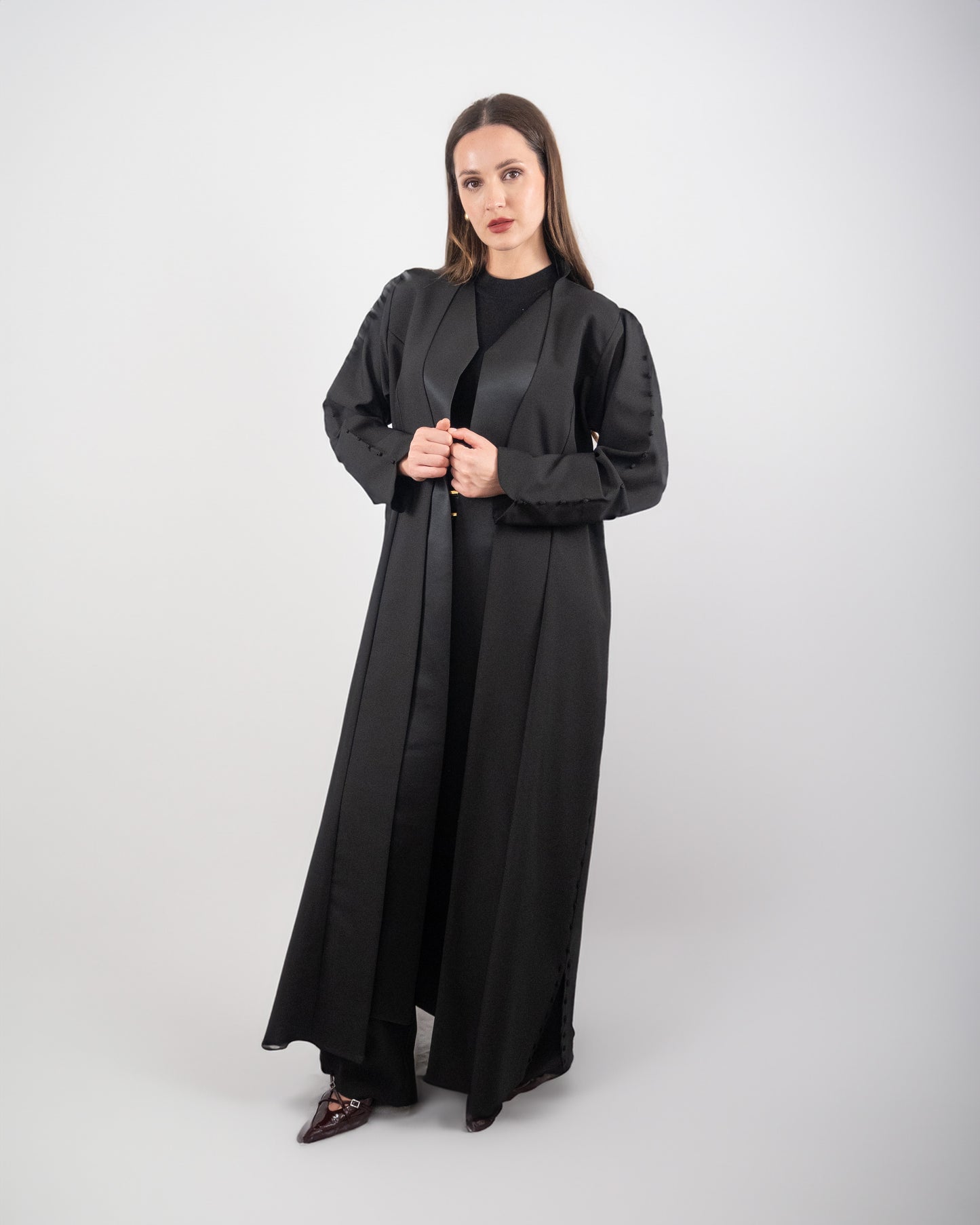 Classic Black Abaya with Subtle Detailing