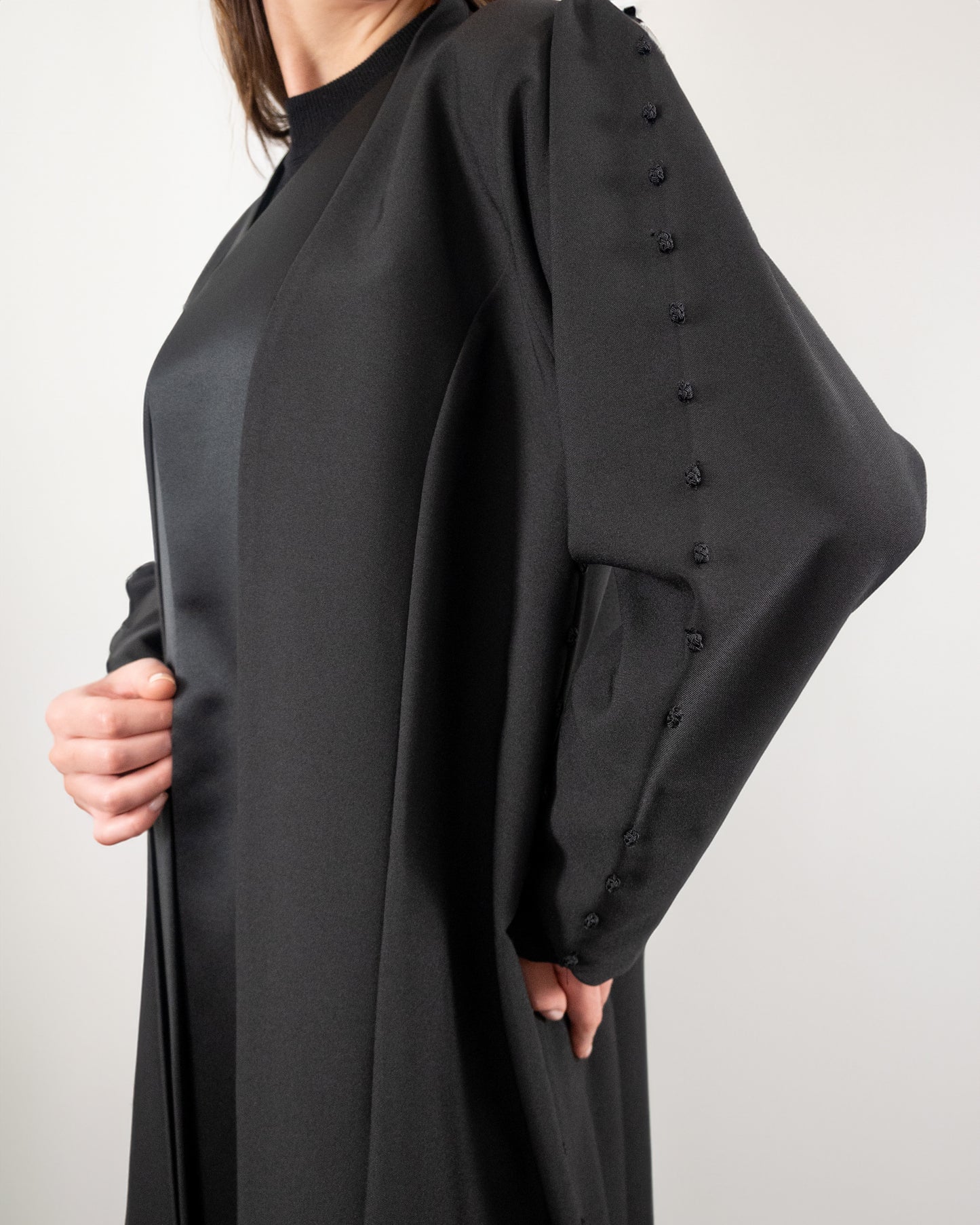 Classic Black Abaya with Subtle Detailing