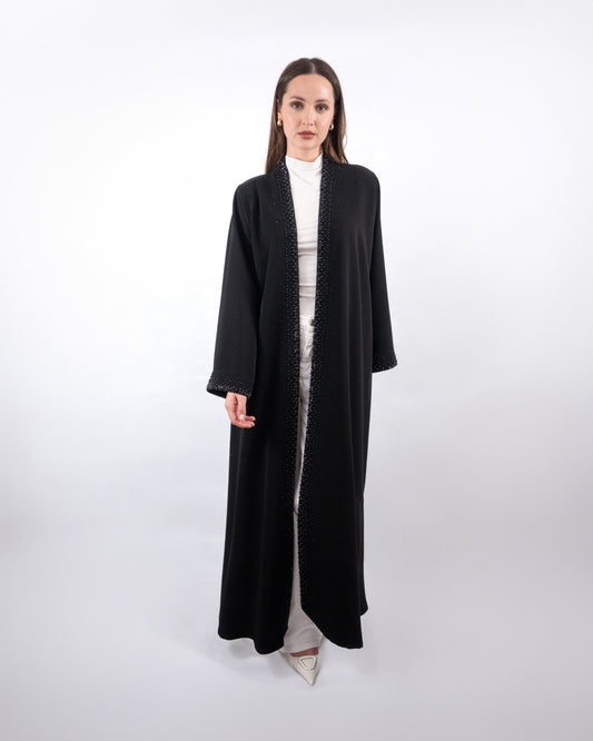 Sophisticated Black Abaya with Beaded Details