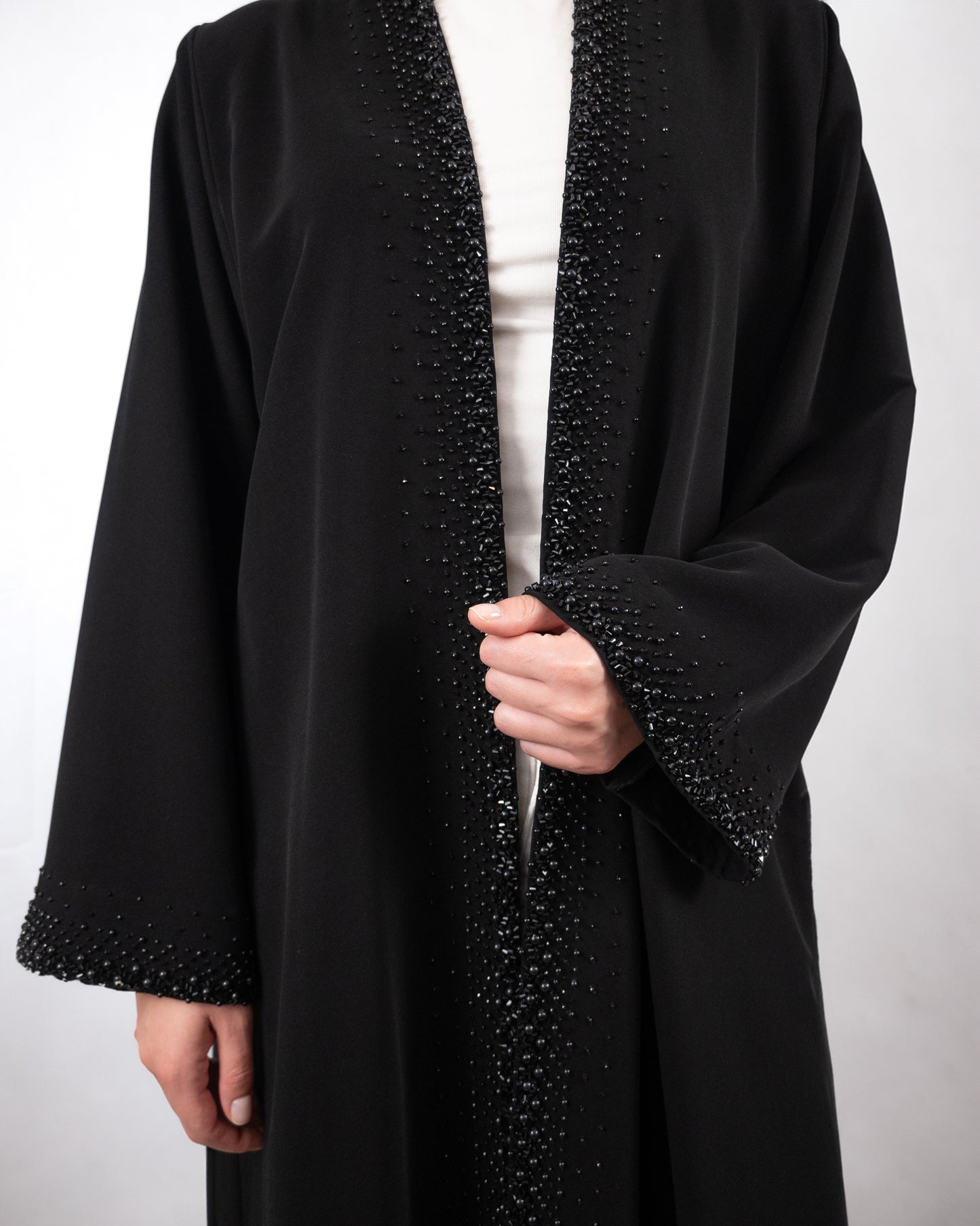 Sophisticated Black Abaya with Beaded Details