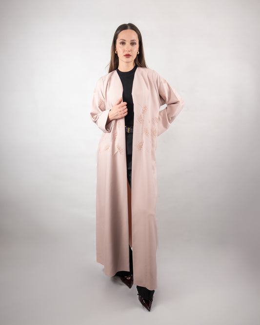 Graceful Pink Embroidered Abaya
