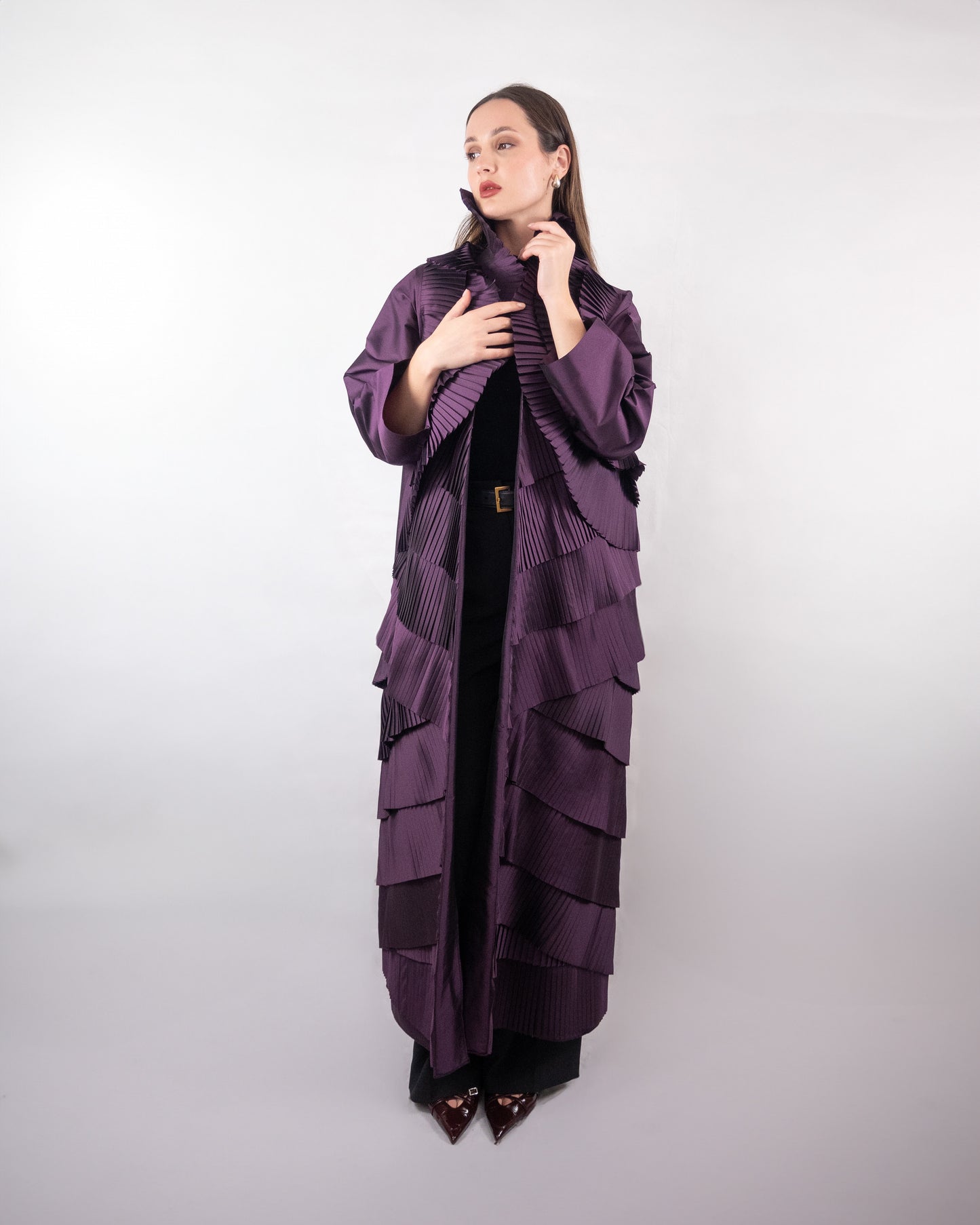 Statement Purple Pleated Abaya