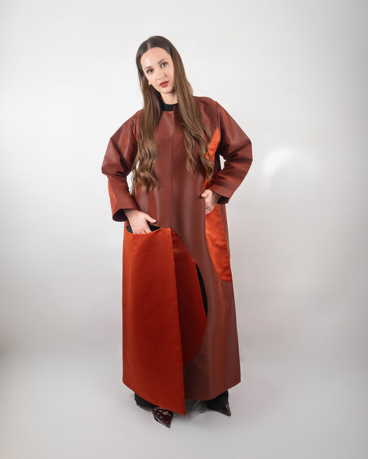 Bold Mahogany and Copper Two-Tone Abaya