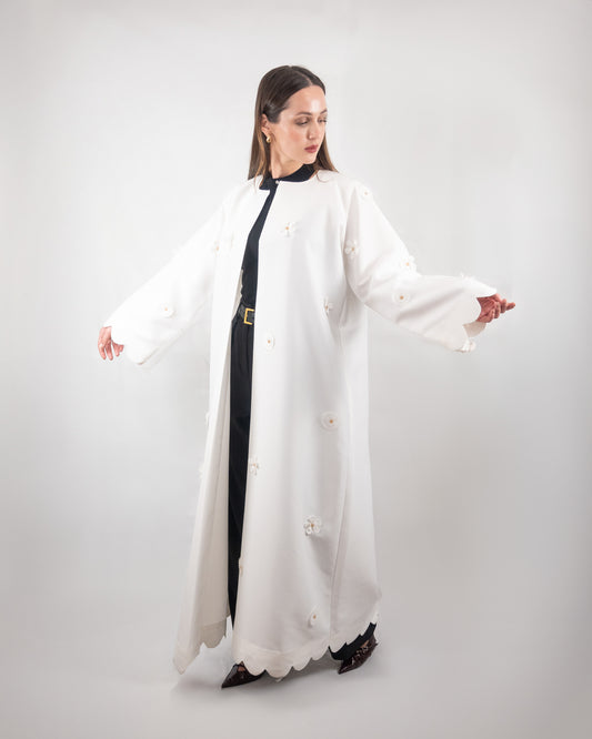 Graceful White Embellished Abaya