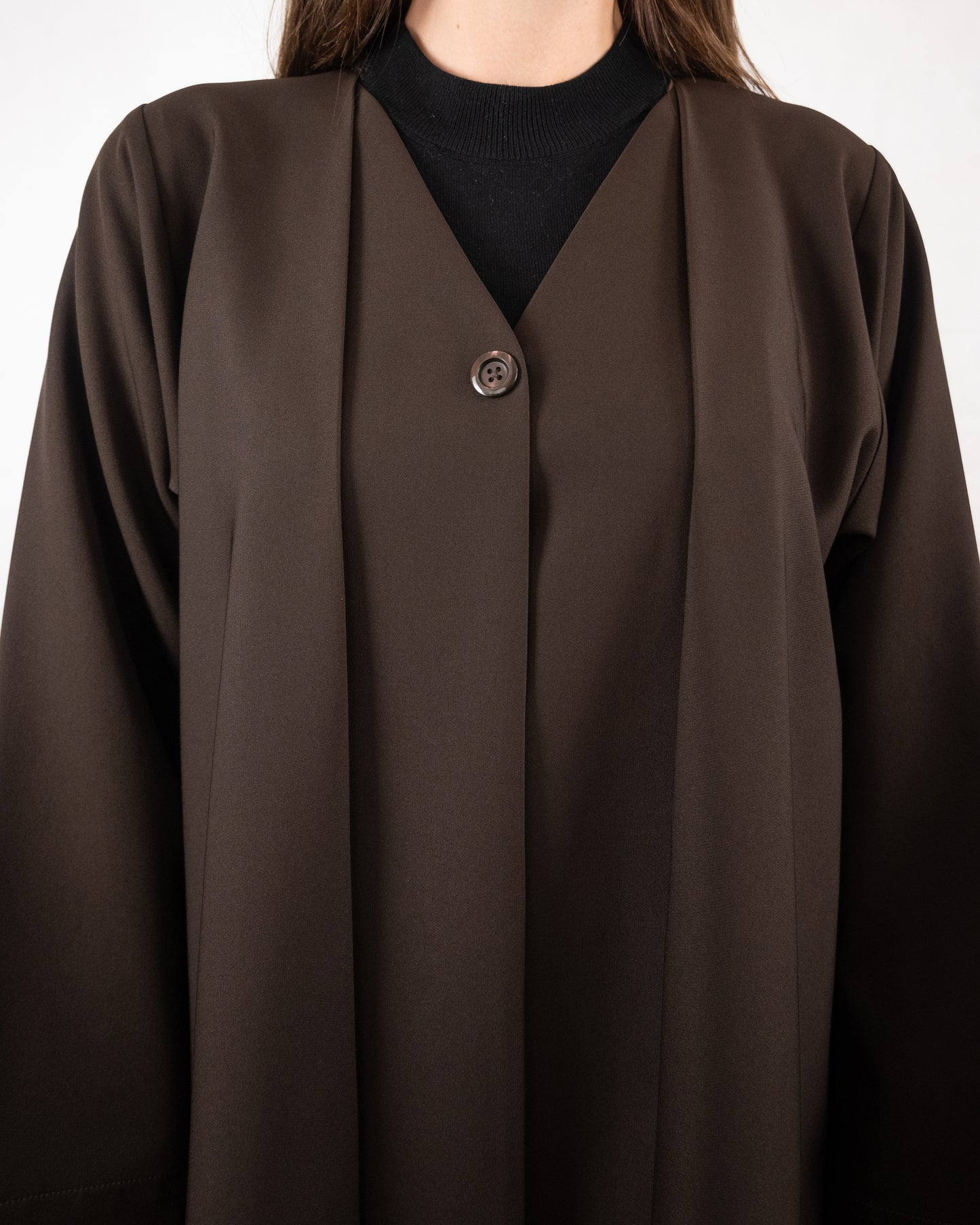 Elegant Dark Brown Buttoned Abaya