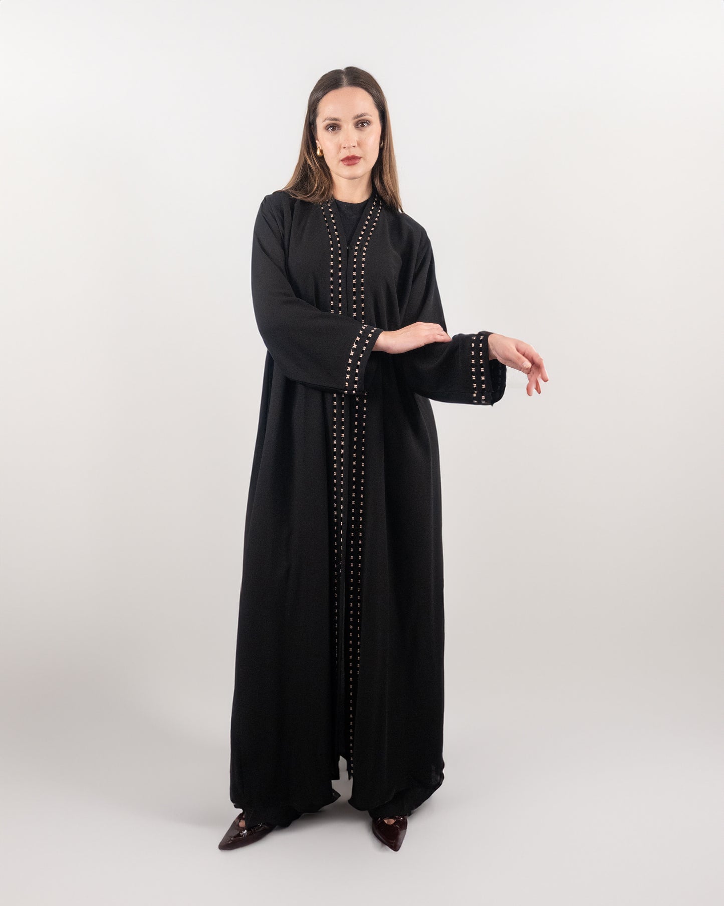 Elegant Black Abaya with Embellished Trim