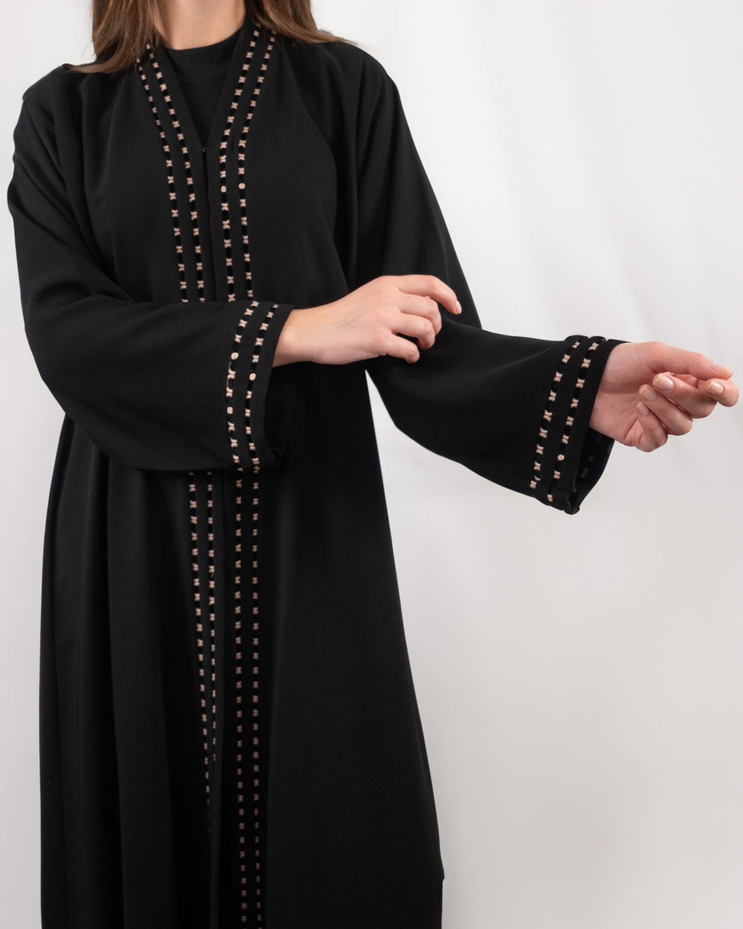 Elegant Black Abaya with Embellished Trim