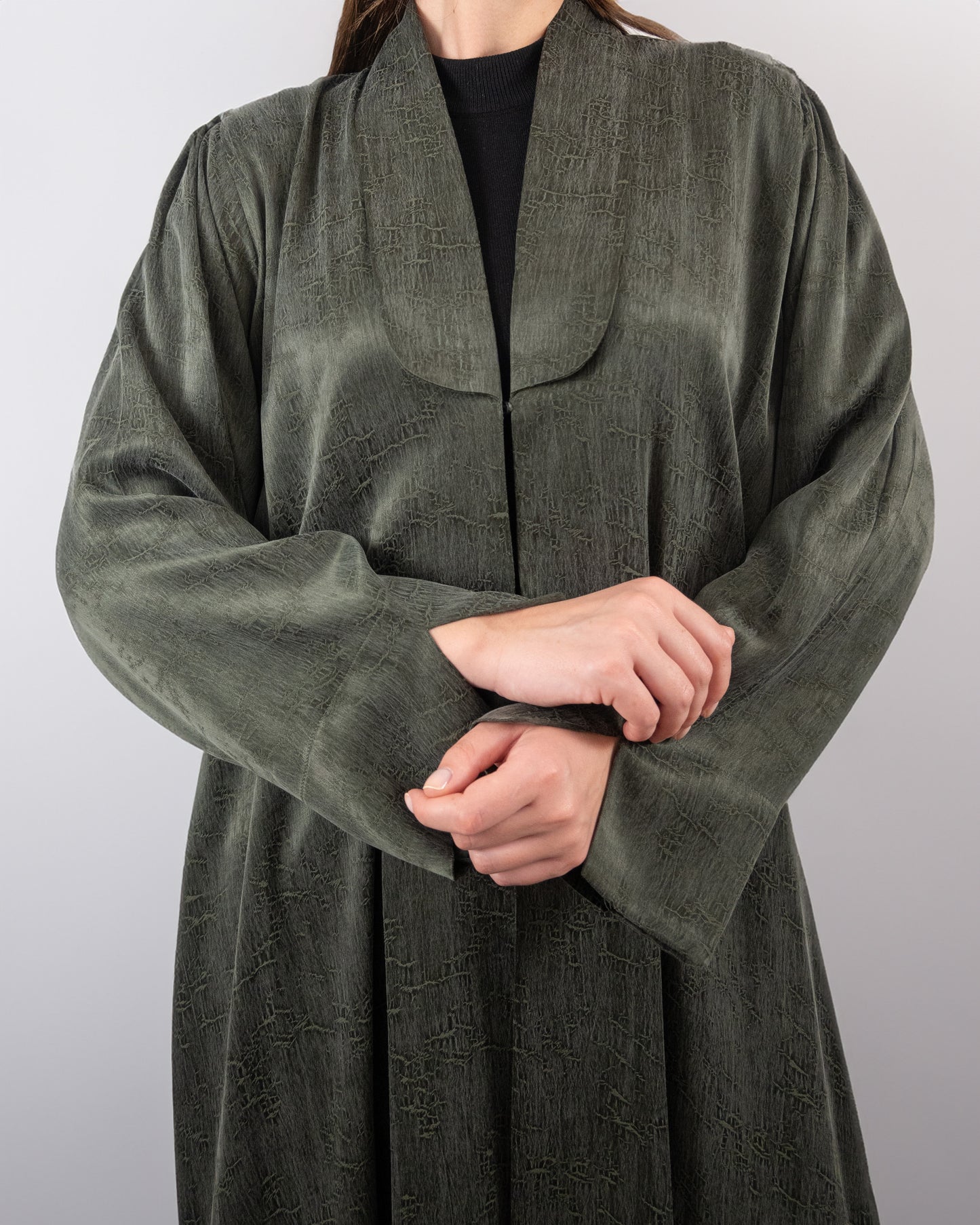 Elegant Olive Green Textured Abaya
