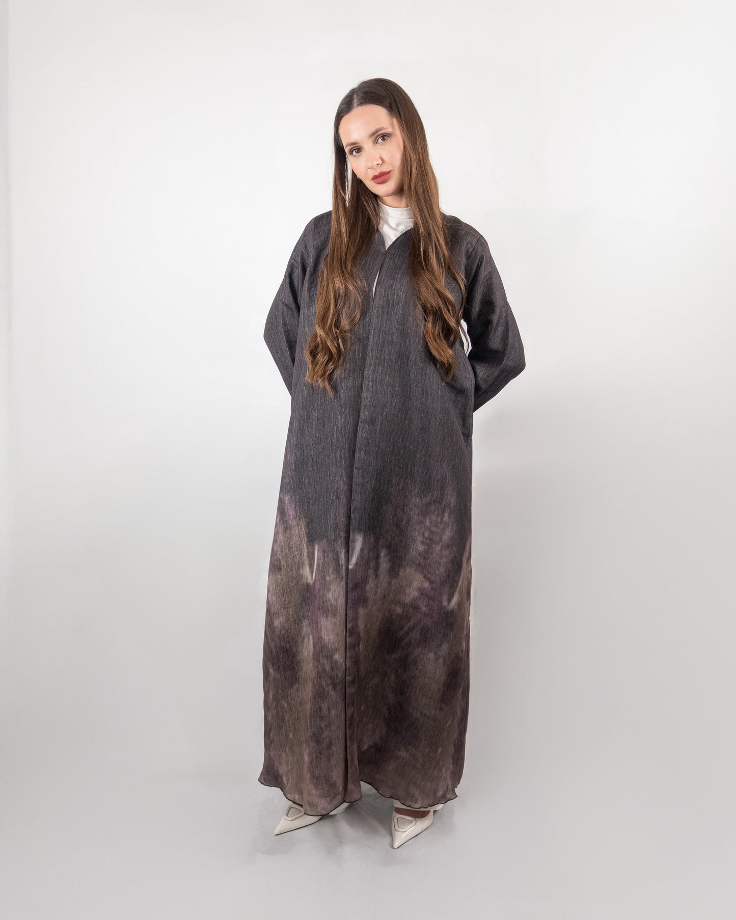 Sophisticated Tie-Dye Effect Abaya in Neutral Tones