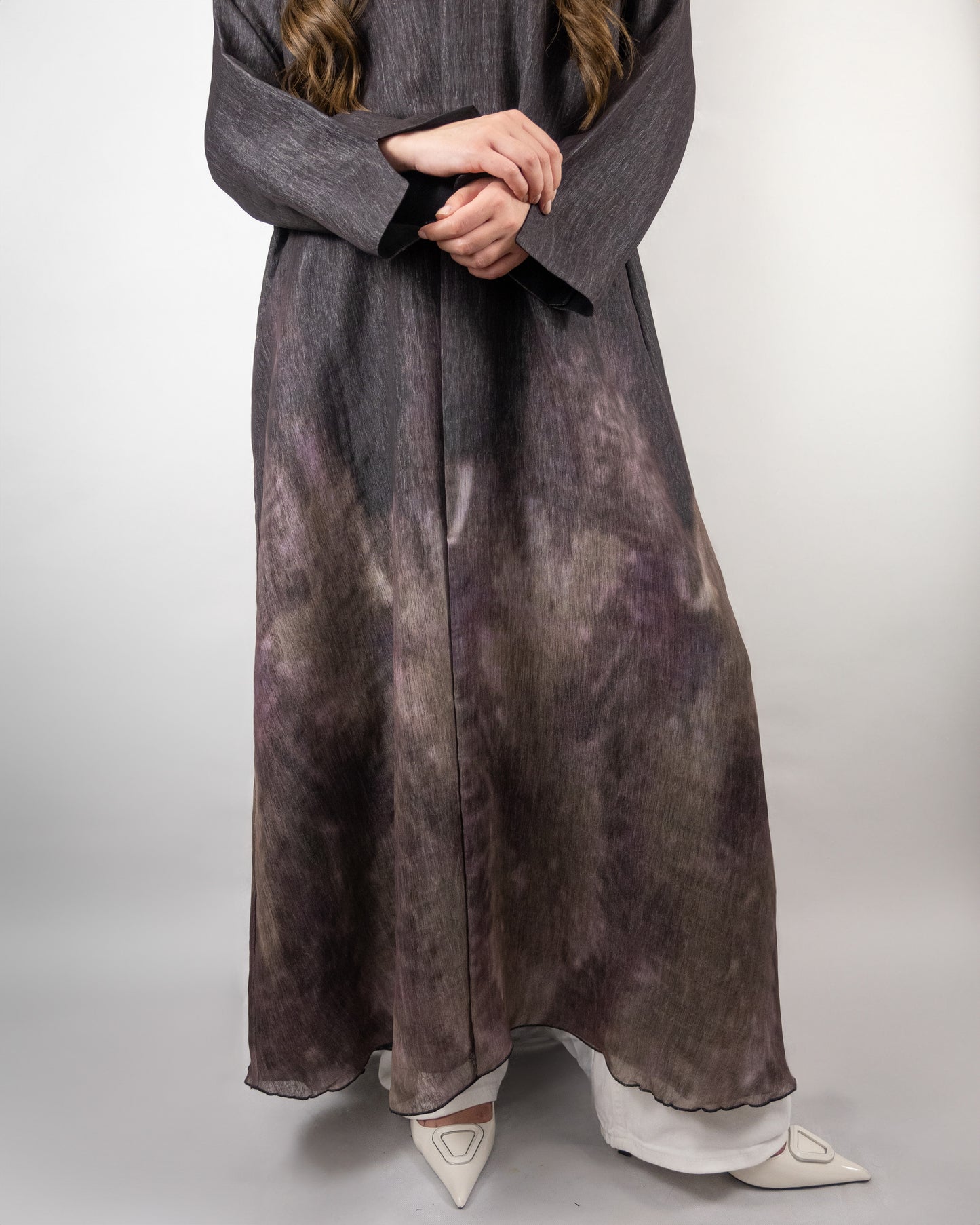 Sophisticated Tie-Dye Effect Abaya in Neutral Tones